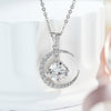 Moon and Star Necklace Lab-Grown Moissanite 2 Carats White Gold-Plated