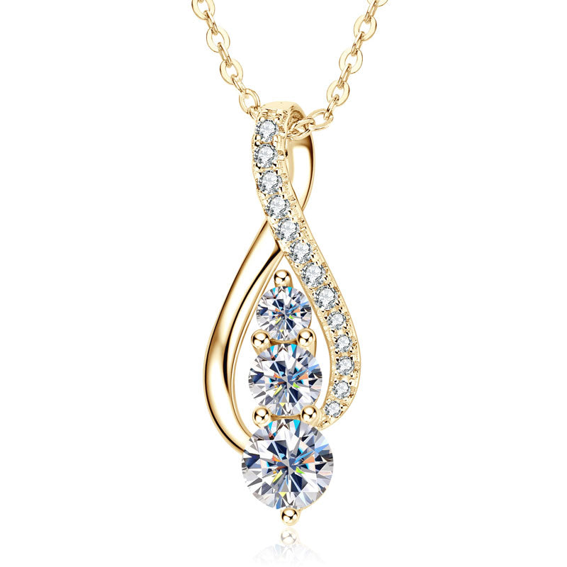 Infinity Pendant Necklace with Full Moissanite VVS 1 ct 18k Gold Plated