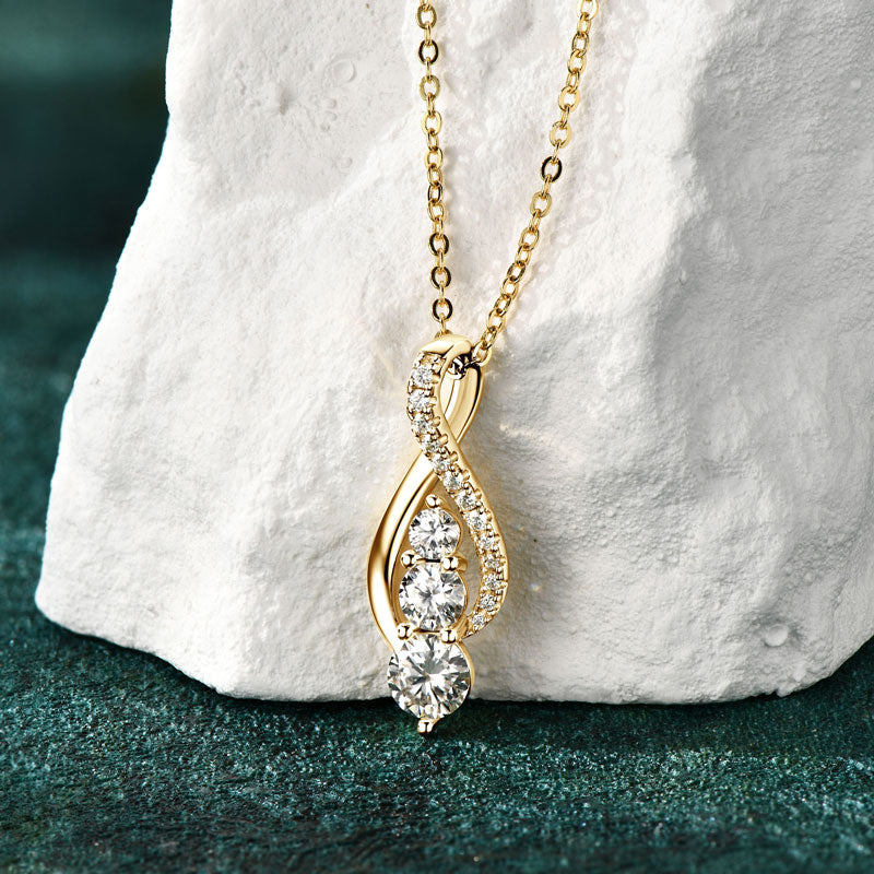 Infinity Pendant Necklace with Full Moissanite VVS 1 ct 18k Gold Plated