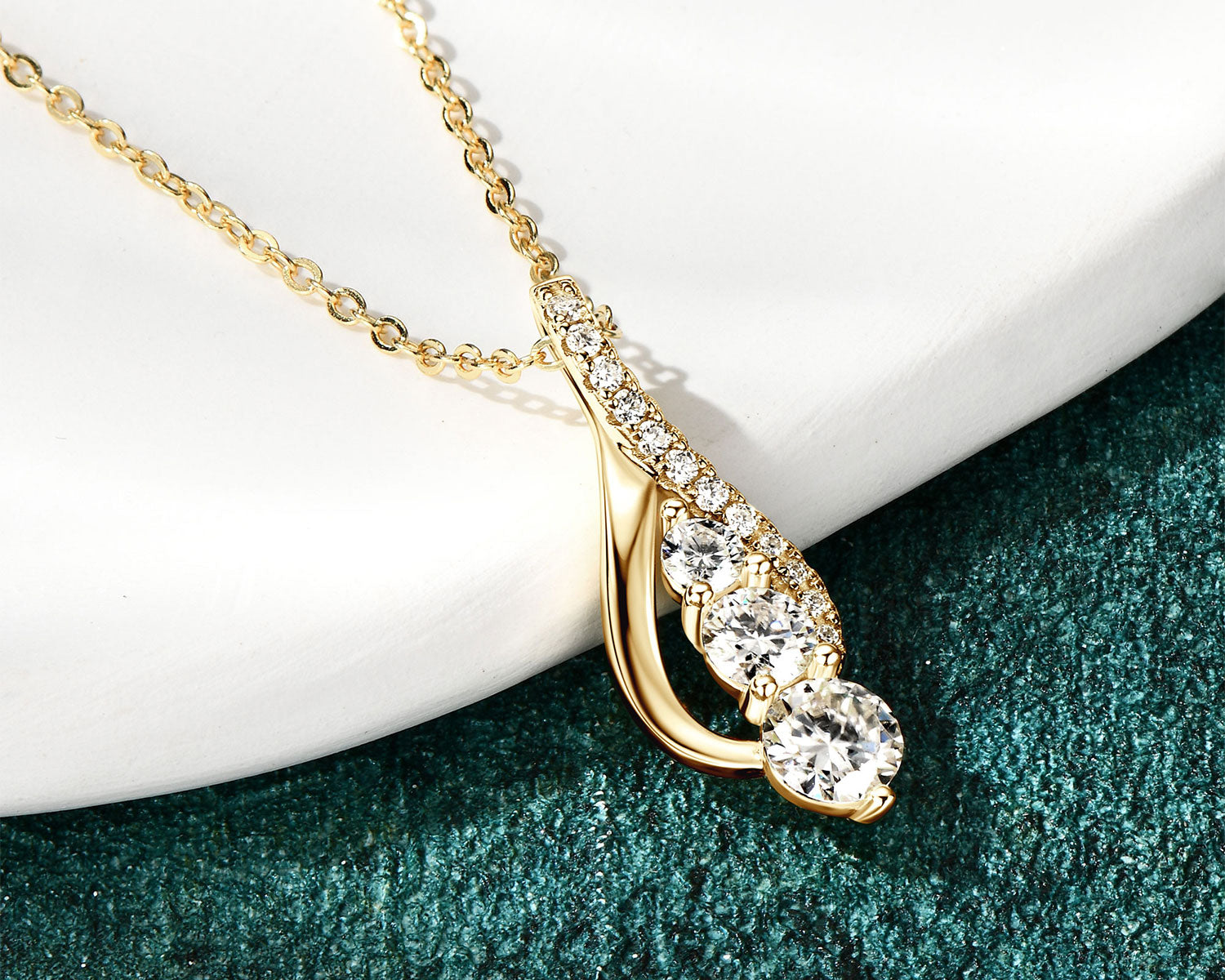 Infinity Pendant Necklace with Full Moissanite VVS 1 ct 18k Gold Plated