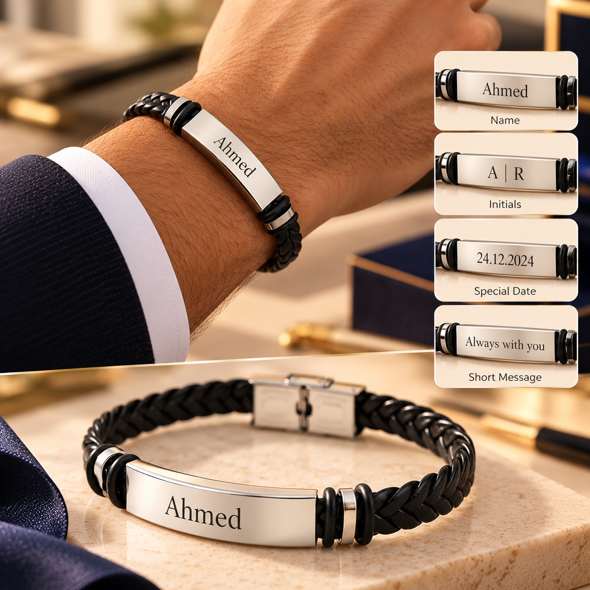 The Heritage Braided Bracelet – Personalized Men's Leather Bracelet