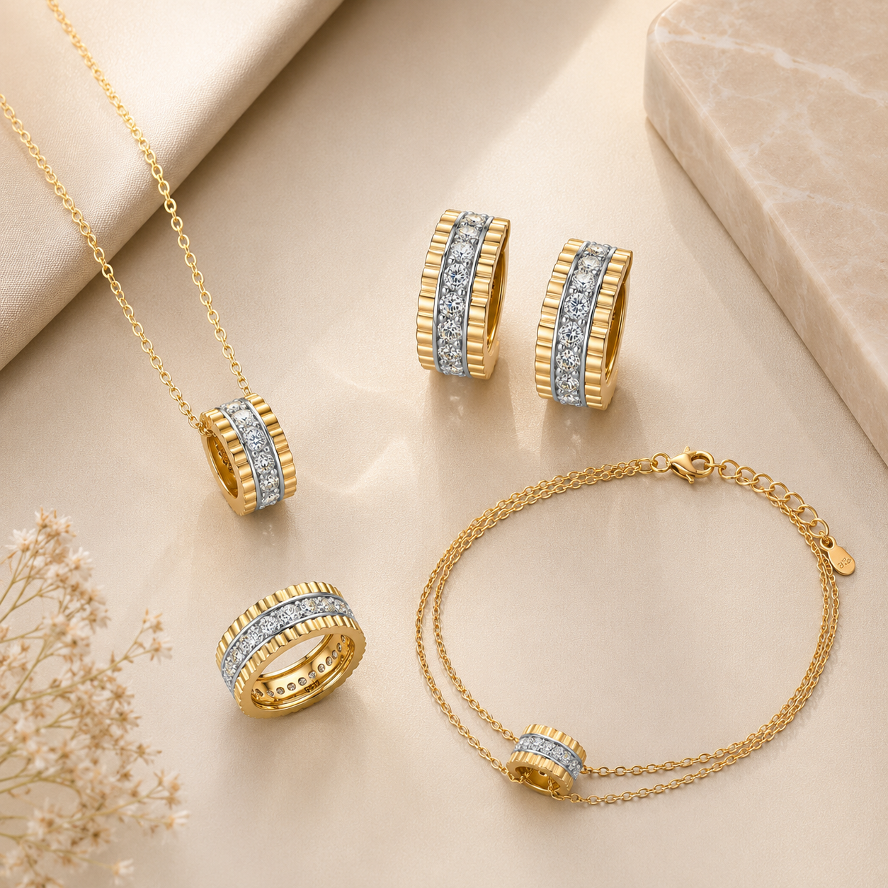 Two-Tone Eternity Sparkle Jewelry Set