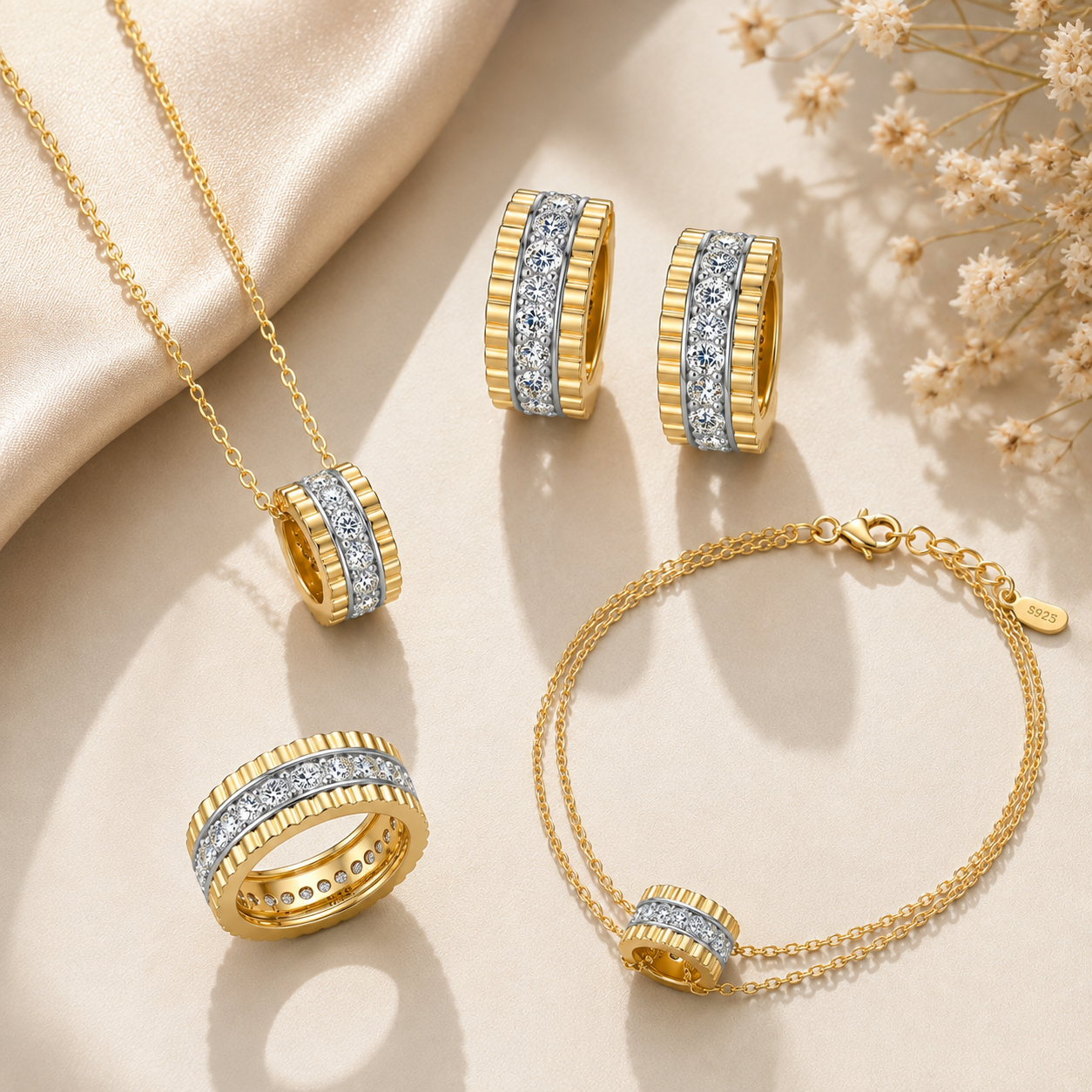 Two-Tone Eternity Sparkle Jewelry Set