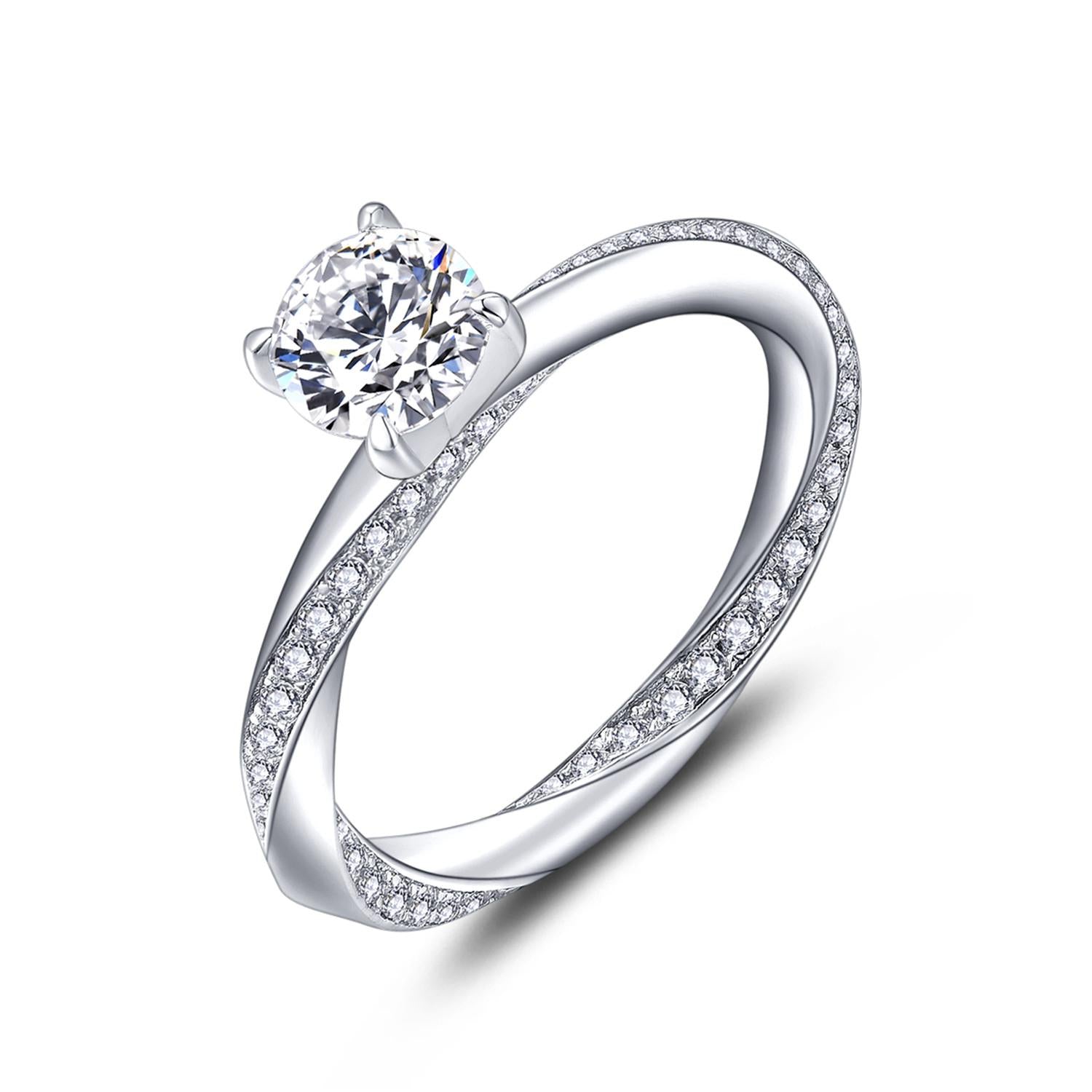 925 Sterling Silver Twist Solitaire Ring