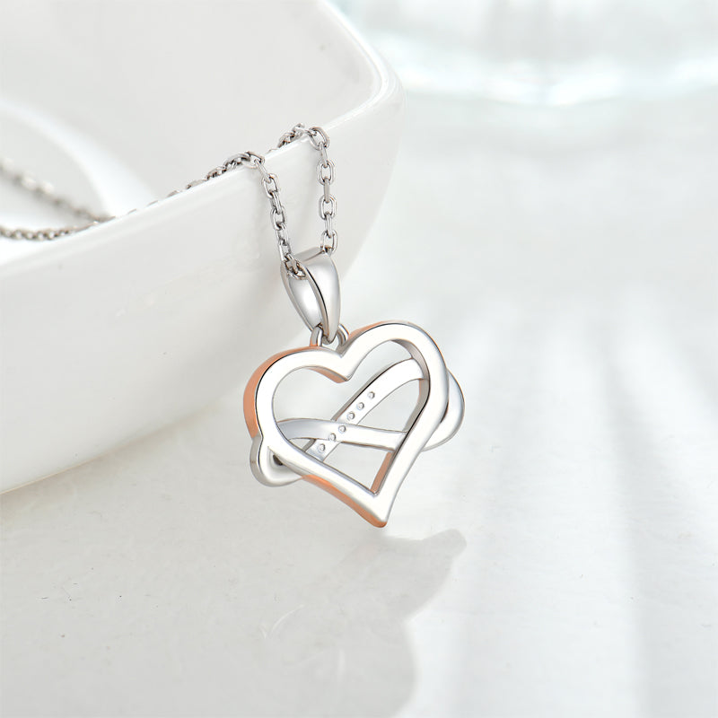 Romantic Heart & Infinity Pendant – Sterling Silver with Blue Cubic Zirconia