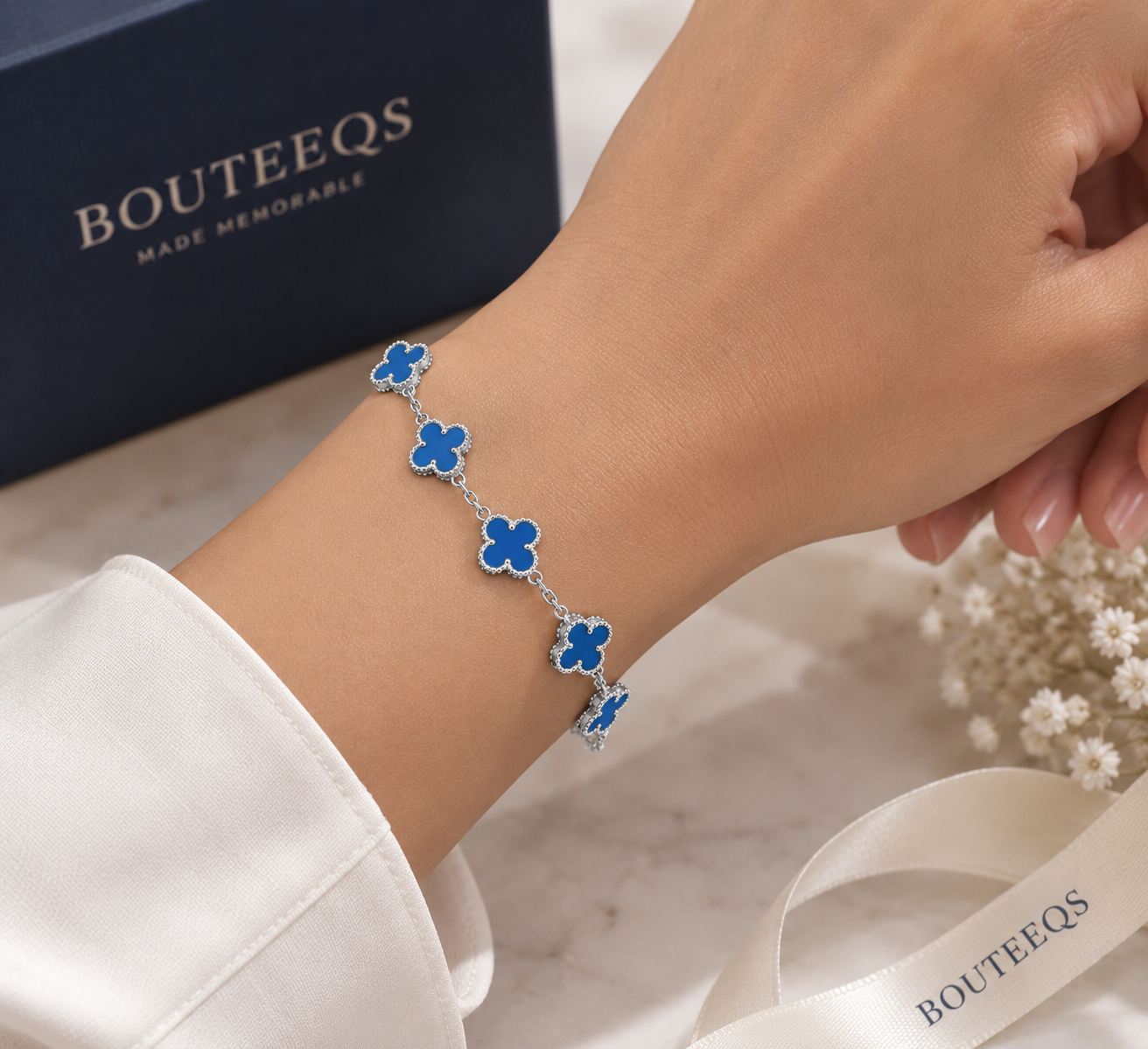 Azure Blue Five Clover Bracelet